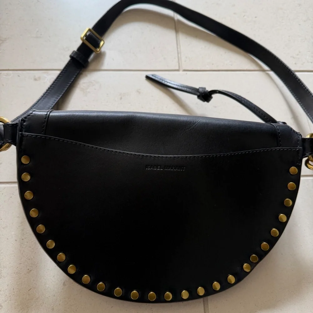 Isabel Marant Black Leather Studded Convertible Shoulder/Waist Bag - Picture 7 of 7